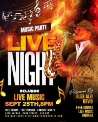 Futuristic Jazz Night Music Party Flyer Instagram Portrait template