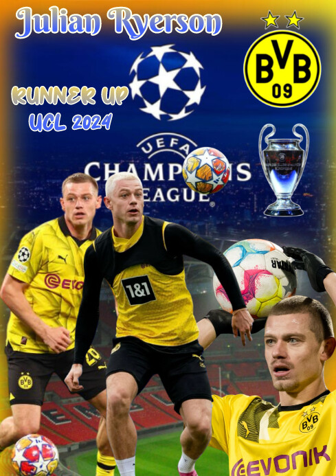 Futuristic Julian Ryerson Runner Up Uefa Cham A4 template