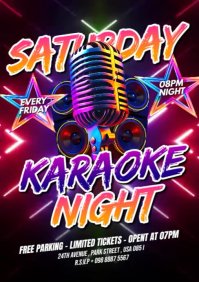 Futuristic Karaoke Music Night Video Ads Flyer A4 template