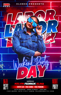 Futuristic Labor Day Weekend Party Flyer Tabloid template