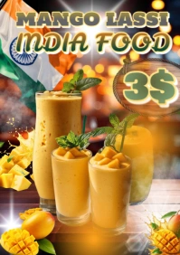 Futuristic Mango Lassi India Drink Promotion A4 template