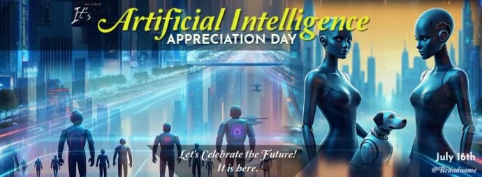 Futuristic Maximalist Artificial intelligence Appreciation Day Facebook Cover Photo template