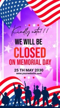 Futuristic Memorial Day Closed Sign Whatsapp Status template