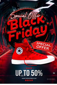 สีดำ Black Friday Shoe Sale Poster Template