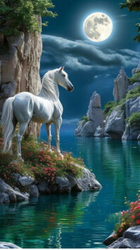 Futuristic Nature And Horse  Digital Display (9:16) template