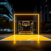Futuristic Neon Basketball Court At Night Instagram Post template