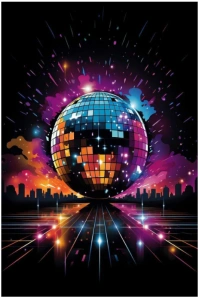 Futuristic Neon Disco Dreamscape Pinterest Graphic template