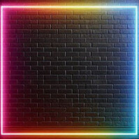 Futuristic Neon Glow Brick Frame  Instagram Post template