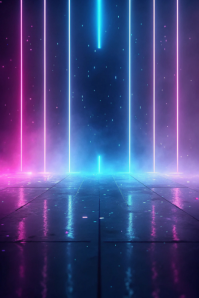 Futuristic Neon Light Beams  Poster template