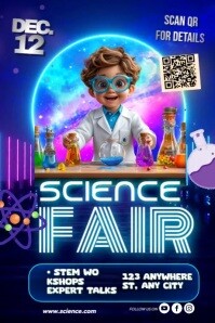 Futuristic Neon Science Fair Poster template