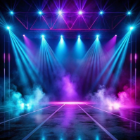 Futuristic Neon Stage Lights Spectacular  Instagram Post template