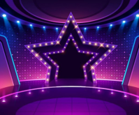 Futuristic Neon Star Stage Medium Rectangle Persegi Panjang Sedang template