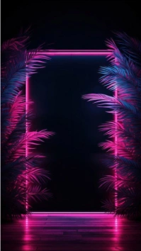 Futuristic Neon Tropical Frame Background Digital Display (9:16) template