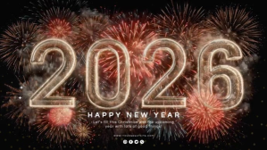 สีน้ำตาล New Year Celebration Display digitale Template