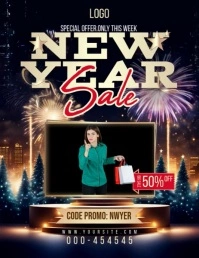 Futuristic New Year Sale Flyer (us Letter) Volante (Carta US) template