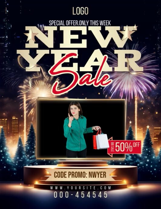 Futuristic New Year Sale Flyer (us Letter) template