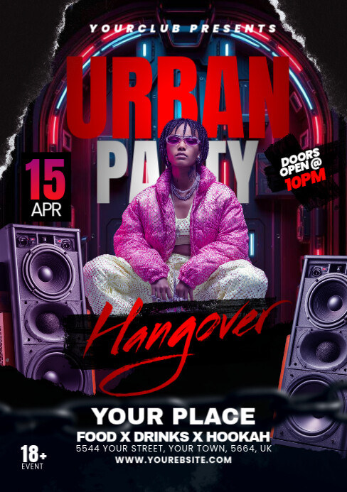 Futuristic Night Club Flyer A5 template