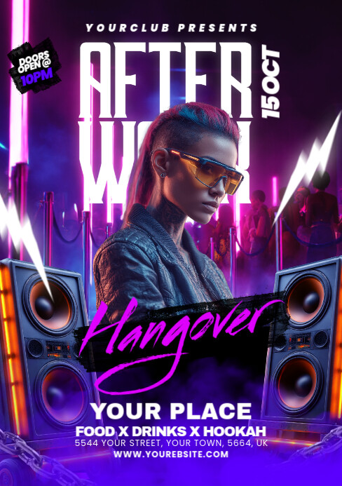 Futuristic Night Club Flyer A5 template