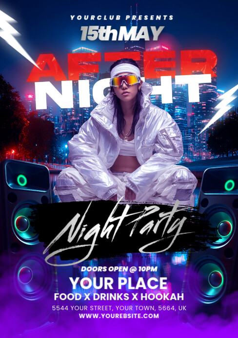 Futuristic Night Club Flyer A5 template