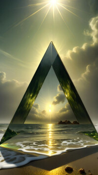 Futuristic Surreal Beach Sunset  Digital Display (9:16) template
