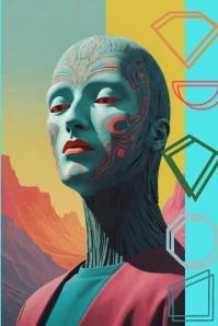 Futuristic Time Traveller Pinterest Graphic template