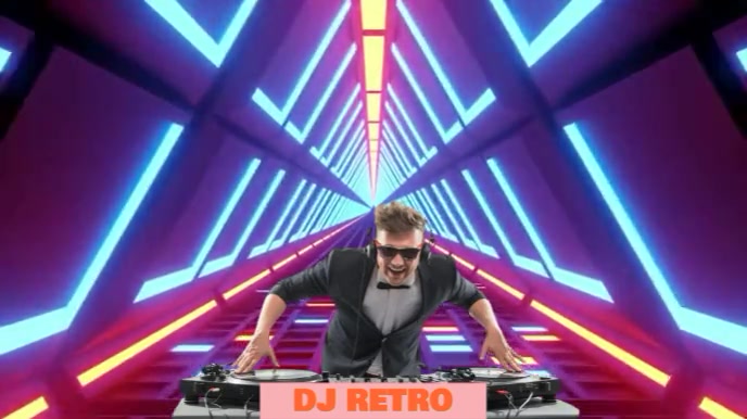 futuristic virtual reality neon light tunnel Digital Display (16:9) template