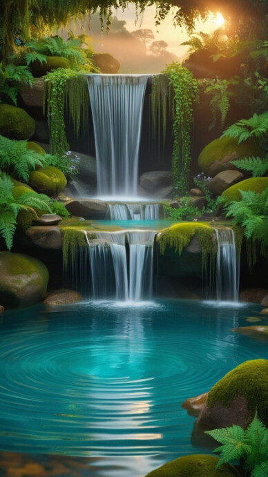 Copy of Futuristic Waterfall Digital Display (9:16) | PosterMyWall