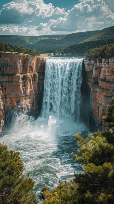 Futuristic Waterfall View  Digital Display (9:16) template