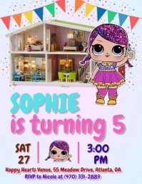 Gabby's Dollhouse animated invitation Flyer (US Letter) template