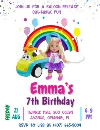 Gabby's Dollhouse animated invitation Flyer (US Letter) template