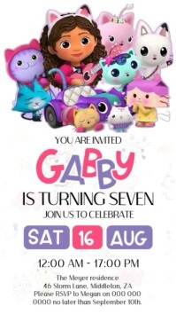 Gabby's dollhouse birthday party event design template Instagram Story