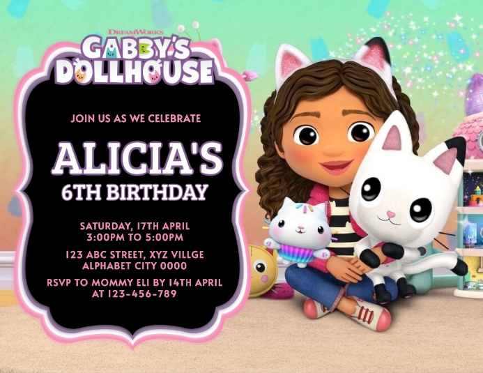 Copia de Gabby's Dollhouse Birthday Invitation PosterMyWall