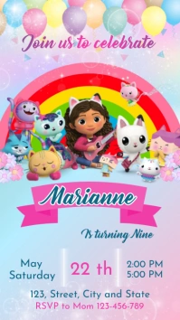 Gabby Party Invitation Digital Display (9:16) template