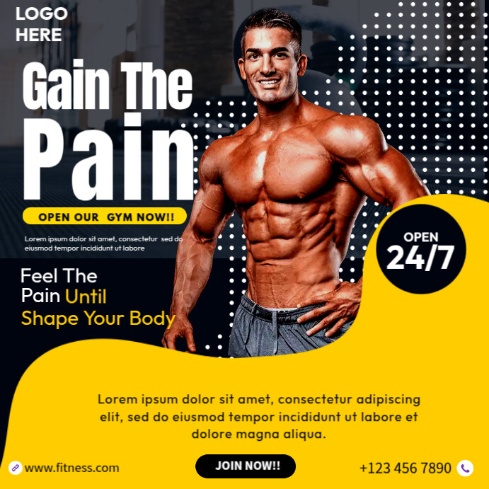 Gain The Pain Poster Template | PosterMyWall