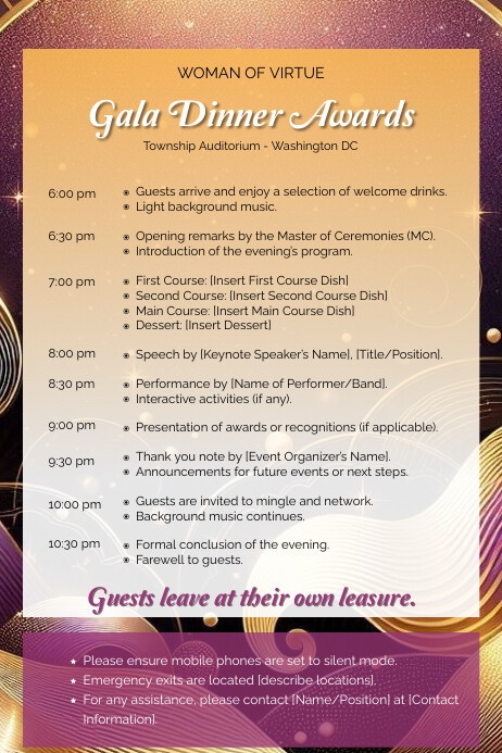 Gala Dinner Awards Program Invite Card Template | PosterMyWall