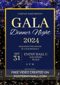 Gala Dinner Night Invitation Purple A4 template