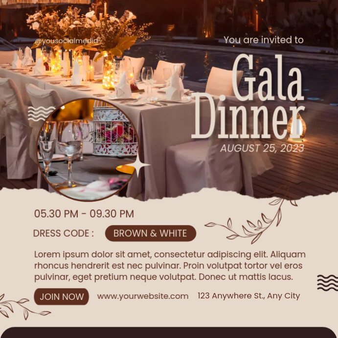 Post Design Dinner gala dinner template | PosterMyWall