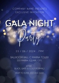 Gala Night Blue Invitation Template A4