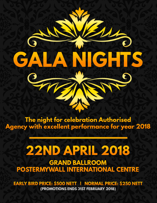 Gala Nights Poster 传单(美国信函) template