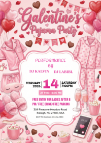 Galentaine's Pajama Party A6 template