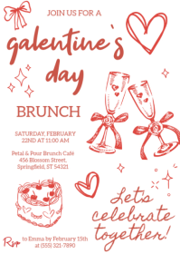 Galentine's Brunch Invitation A6 template