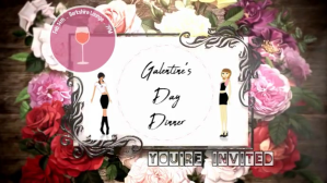 galentine's day, dinner, invitation, Valentine's Day, san Valentin, girls night out, bridal shower Digitalt display (16:9) template