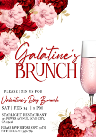 Galentine's Day Brunch Flyer | Elegant Valentine Event Invitation A4 template
