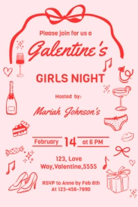 Galentine's Girls Night Party Invitation Poster template