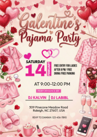 Galentine's Pajama Party A6 template