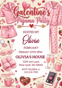 Galentine's Pajama Party A4 template