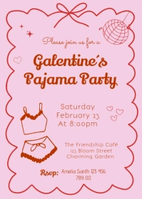 Galentine´s Pajama Party invitation A6 template
