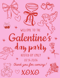 Galentine’s Day Party Welcome Sign Løbeseddel (US Letter) template