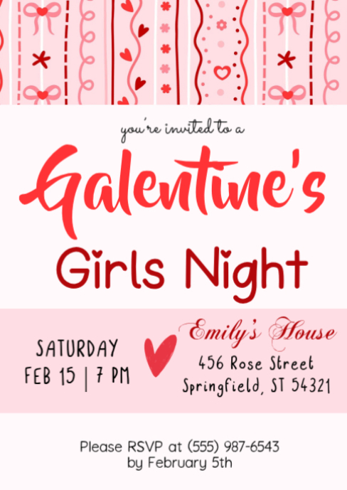 Galentine’s Girls Night Invitation Template | PosterMyWall