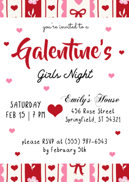 Galentine’s Girls Night Invitation Template | PosterMyWall